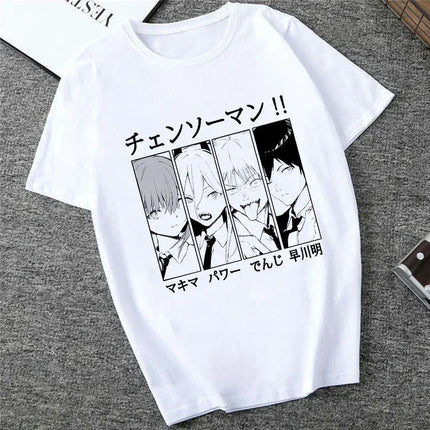 Japanese Anime Denji Tshirt Unisex Chainsaw women T Shirt Women Funny Cartoon Pochita Makima T-shirt Graphic Tees Tops Female 90