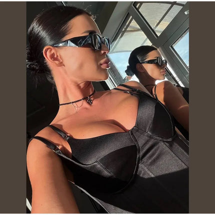 Sexy Double Layered Shoulder Straps Women Vest Elegant Backless Sleeveless Lace Up Female Top 2026 Spring Summer Lady Crop Tops