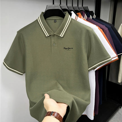 100% pure cotton men's high-end brand short-sleeved polo shirt summer fashion hot-selling embroidered golf top casual T-shirt