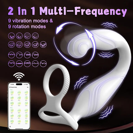 Penis Ring Cock Rings App Control Vibrator for Men Prostate Massager Dual Anal Vibrating Butt Plug  Anal Sex Toy for Men