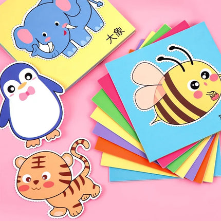 48Pcs Kids Craft Toys Handmade Paper Cut Book DIY Cartoon Scrapbooking Paper Art Toys Kids Learning Toys for Children Gifts