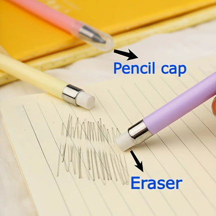 24pcs Round Everlasting Pencils No Sharpening Breakage Anti-Loose Lead with Eraser HB Inkless Art Drawing Stationery Special Pen
