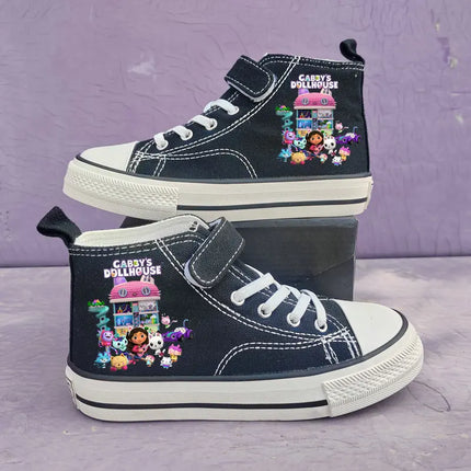 New Gabby's Dollhouse Children's Shoes Student High Top Canvas shoes Girls Anti-slip Outdoor Shoes Kids Sport Shoes