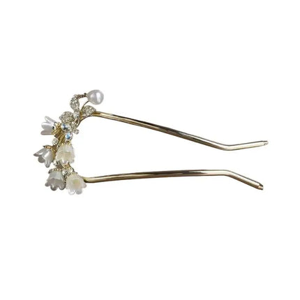 Hanfu Hair Access Long Tassel Vintage Lily Of The Valley U-shaped Hairpins Flower Handmade Hair Sticks For Women〔CC55〕