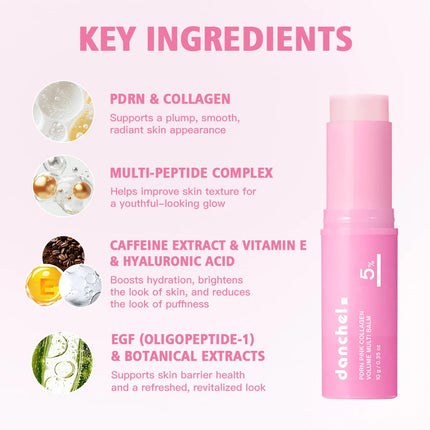 PDRN Pink Collagen Volume Multi Balm Brighten Skin Plump Smooth Radiant Deep Hydration Moisturization Portable Collagen Stick