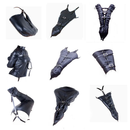 BDSM Strait Jacket / Armbinder,Leather Deluxe Arm Binder Restraint,Behind Back Bondage Gloves,Sex Toys For Couples