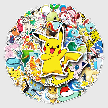 50PCS Pokémon Stickers - Pokémon Animation Decorative Stickers. For daily decorations like water cups, refrigerators, etc.