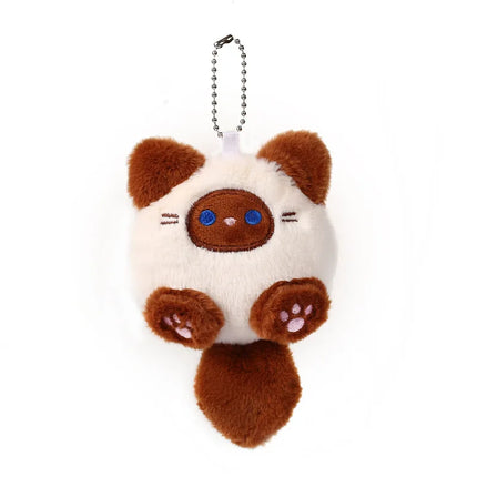 Stuffed Coffee Cat Plush Keychain Creative Soft Fluffy Animal Plush Key Chain Colorful Ins Cat Plush Doll Children Gift