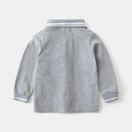 Kids Boys Long Sleeve Tees RAISE Spring 2026 Infant Babys Boys Polo Shirts Loose Bear Embroidery Striped Children Boys Pullovers