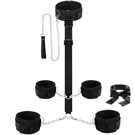 Binding Set BDSM Sex Toys Handcuffs Eye Masks Chains Collars Neck To Wrist The Sex Toys for Men and Women Are Adjustable