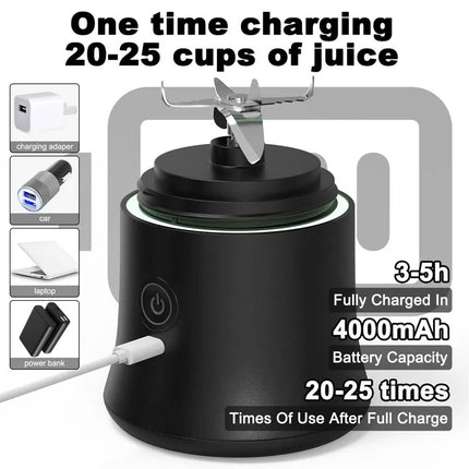 High Quality Outdoor Portable Blender USB Rechargeable 600ml 6 Stainless Steel Blades Self Cleaning Fruit Mixer Mini Hand Juicer