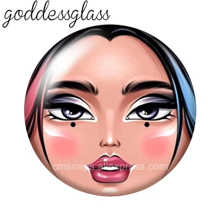 Matryoshka Doll Face Girl Sunglasses 12mm/18mm/20mm/25mm Round photo glass cabochon flat back Making findings Jewelry