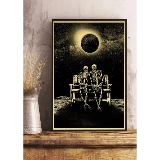 Simple Skull Posters Vintage Kraft Paper Prints Nostalgia Wall Sticker Home Decoration Bedroom Painting Fashion Bedroom Painting