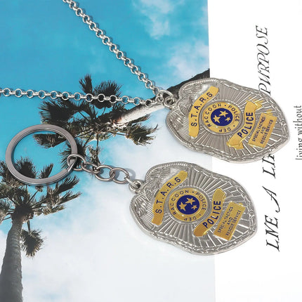 Movie Game Resident Evil Keychain Raccoon Symbolize Police Pendant Badges Cosplay Props Women Men Fans Jewelry Accessories Gifts