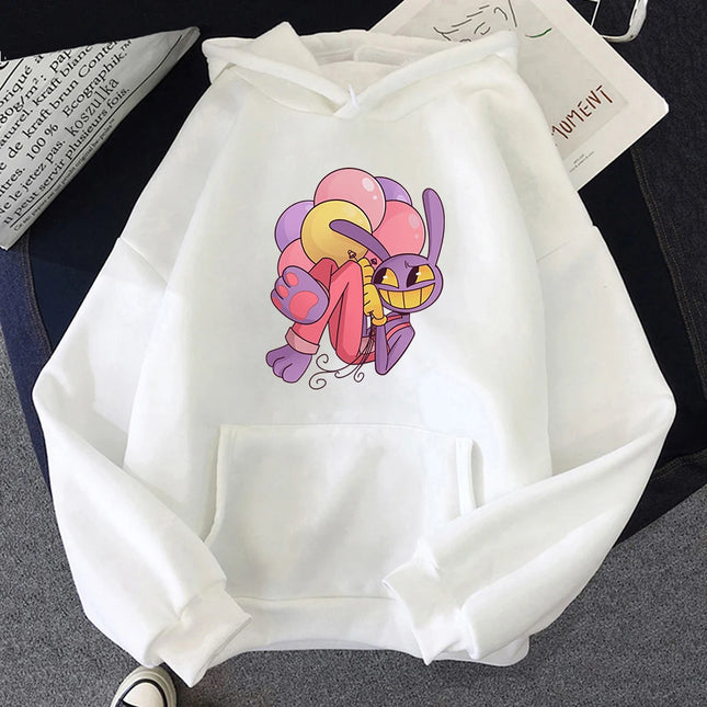 Digital Circus Jax Hoodie Fashion Women Aesthetic Graphic Kawaii Rabbit Hug Balloons Hoodies Unisex Cartoon Pullover Sweatshirts