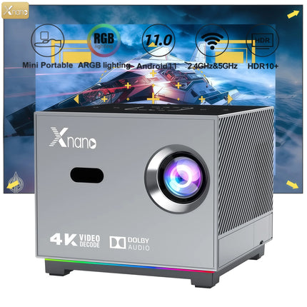 XNANO X3 Native 720P Projector Electric Focus Auto Keystone Voice Control Android 11 Dual WiFi Home Cinema Beamer Support 4K