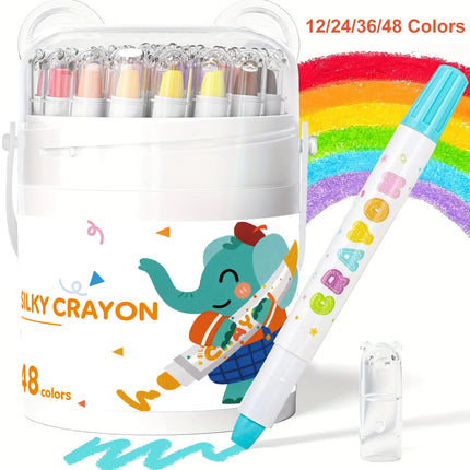12/24/36/48 Color Silky Twistable Crayons,Washable Art Supplies, Multicultural Pastel Gel Crayons,Easy Grip Coloring Gift