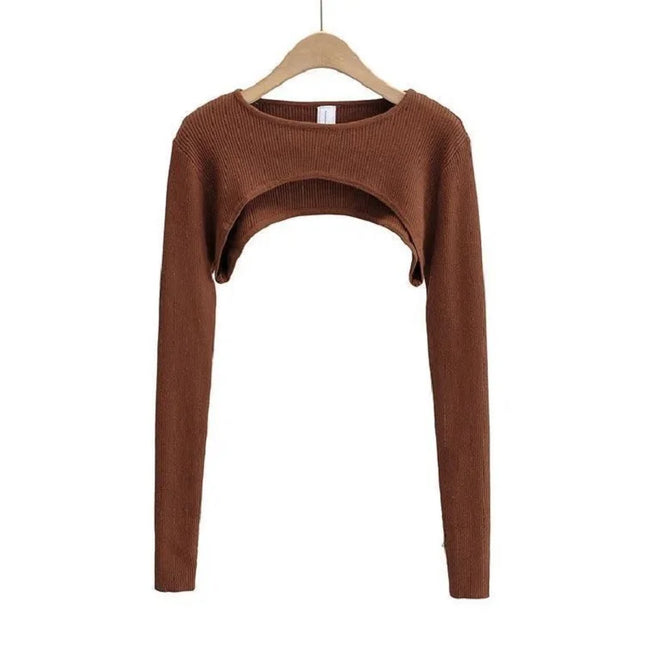 Y2k Aesthetic Clothes O-neck Black White Sexy Harajuku Knitted Tshirt 2024 T-shirts Women Long Sleeve Crop Top Spring Autumn