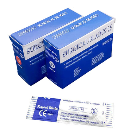 100pcs Sterile Medical Surgical Blades #10/11/21 for Eyebrow,Dental,Dissection,LAB, Animal Grooming,PCB Repair