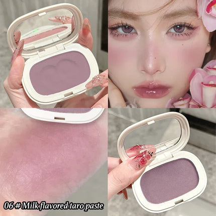 Single Color Blush Silky Texture High Color Rendering No Powder Feeling Low Saturation Long-lasting Natural Matte Blush