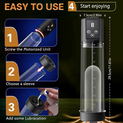 Electric Penis Enlarge Vacuum Pump Adult Sex Toys for Men Dick Erection 9 Pressure Pocket Pussy Rechargeable Male Masturbator