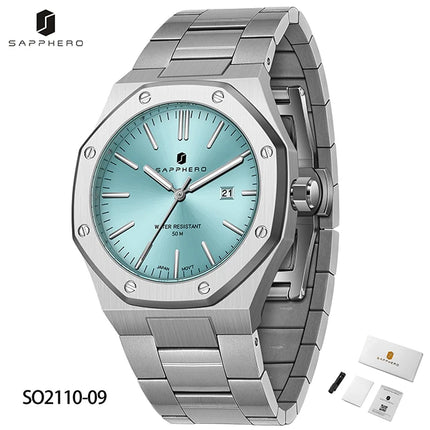 SAPPHERO Fashion Men's Watches Stainless Steel Business Watches Men's Waterproof Date Display Watches for Men