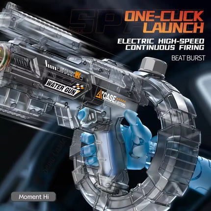 2026Space Electric Water Gun Energy Ring Burst Transformation LED Lights Large Capacity Full Auto Continuous Fire Squirt Gun Toy