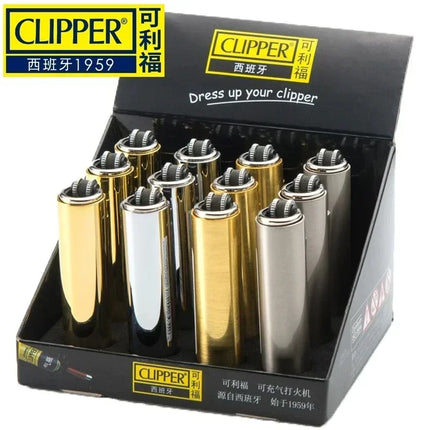 Clipper Portable Grinding Wheel Flint Inflatable Lighter Metal Smokeless Butane Gas Smoking Ignition Tool Accessories Box