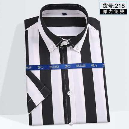 Summer New Young Men's Striped Short-Sleeved Shirt Non-Ironing Anti-Wrinkle Business Casual Fashion Breathable Trend Everything