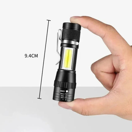 Powerful Mini LED COB Flashlight USB Rechargeable Zoomable Torch with Pen Clip Outdoor Camping Emergency Portable Flashlight