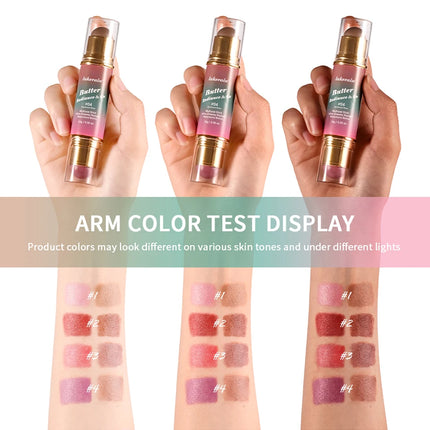 Double-Headed Bronzer Blush Stick Butter Glow & Go Multiuse Stick for Cheeks Contours Eyes Lips Blush Matte Light Glossy Bronze
