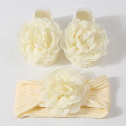 2Pcs Baby Headband Socks Set Baby Girl Flower Headbands Rubber Soles Anti Slip Socks Infant Toddler Turban Girl Hair Accessories