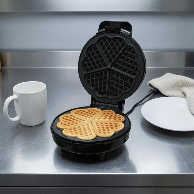 Clamshell Waffle Maker Non-Stick Electric Waffle Maker Small Appliance Indicator Lights Black