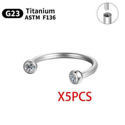 1/5/10pcs G23 Titanium Piercings Labret Stud Lip Nose piercing kit Eyebrow C rod Body Jewelry ASTM-F136 Cartilage Earring