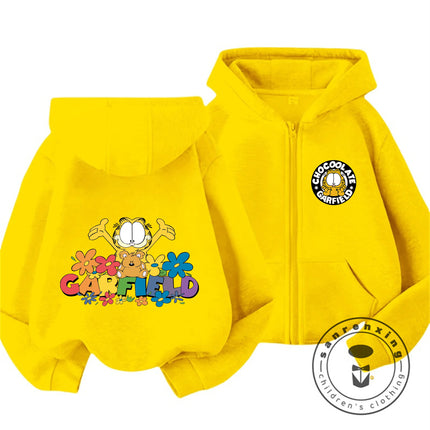 New Kids Zip Hooded Sweatshirt Garfield Trendy Kawaii Design For Boys Girls Autumn Winter Children Wear 3-14 Years