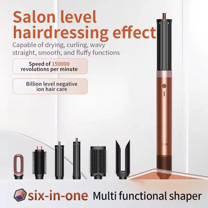 2026New 150000 RPM High-Speed Hair Dryer 6 in 1 Professional Hair Styling Tools Set with Straightener Curling Iron Multifunction