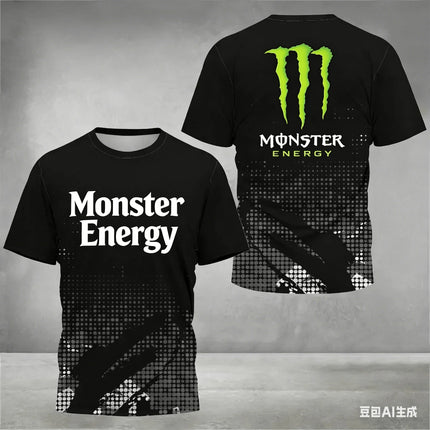 Men's summer short-sleeved sports T-shirt with 3D print of Monster Energy, quick-drying and moisture-absorbing cycling sportswear