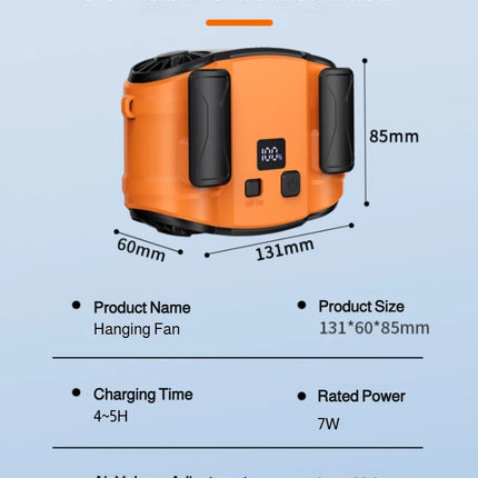 Outdoor Double Air Outlet Fan Portable Waist Hanging Neck Strong Dual Air Vents Fans For Travel Sports Courier Outdoor Working