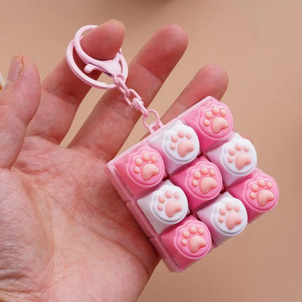 9 Keys Keyboard Key Toy Cat Paws Finger Button Stress Relief Toys Mechanical Keyboard Keycaps Keychain Office Decompression Calm