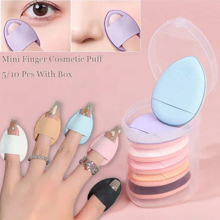 6/10Pcs Mini Finger Puff Foundation Small Air Cushion Powder Sponge Face Concealer BB Cream Cosmetic Applicator Makeup Tools