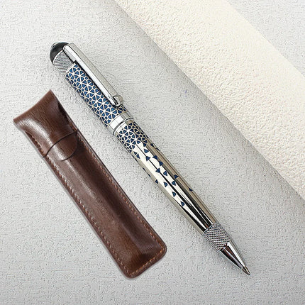 1pc Luxury Metal Round Ballpoint Pen | Retractable Stainless Steel Painted Ballpoint Pen, Elegant Signature Pen | Gift Choice