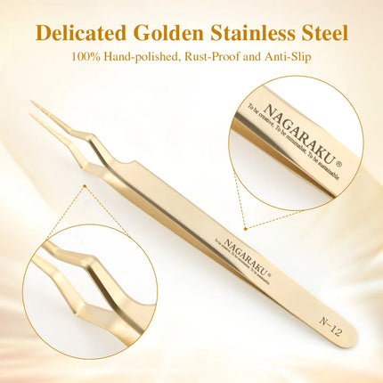 NAGARAKU pinzas Eyelash Isolating Tweezers Precision Fiber Tip  Makeup Tool Anti-slip grid