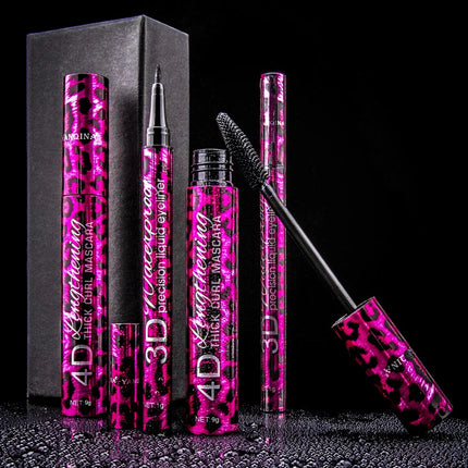YANQINA Mascara with Eyeliner Combo Black Slim Drawing Line Smooth Definition Long Lasting Waterproof Eye Makeup 2 Pcs Set