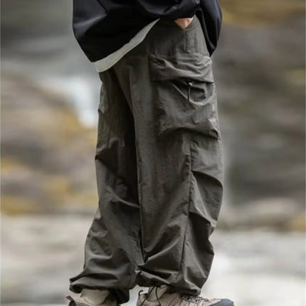 Men's Spring and Autumn New Waterproof Hip Hop Mountaineering Pants Casual Harajuku Work Pants Black Cargo Outwear Pants