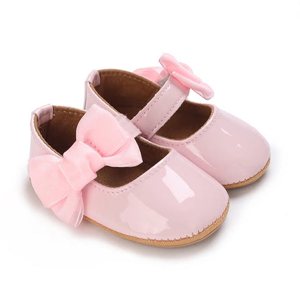 Spring and Autumn Red Comfortable Bow Detail Women's Baby Shoes for Newborns and Girls