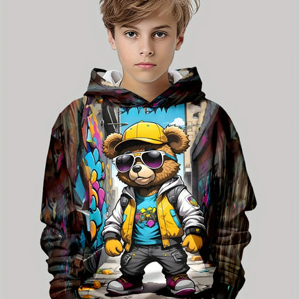 Children Top Hoodies Stylish 3D Print Boys Casual Pullover Long Sleeve Sweatshirt for Spring Fall Kids Hoodies Outdoor Clothing