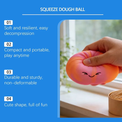 Cute Dumpling Bao Bun Squishy Toy, Soft TPR Stress Relief Fidget Pack, Anti-Anxiety Sensory Toy for Adults & Kids Squeeze Gifts