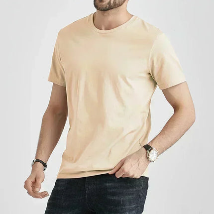 Summer Trendy Brand Men's Clothes Business Casual Short-sleeved T-shirt Fit and Versatile Crew Neck Top Breathable T-shirt