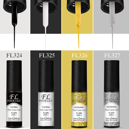 1/2pcs Nail Liner Gel Polish Kit Black White Gold Silver DIY Nail Supplies French Nails Design UV/LED Drawing Painting Gel Glue