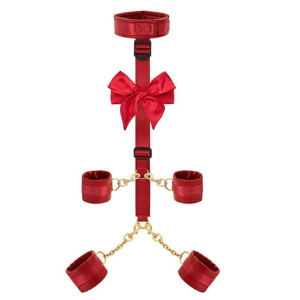 Binding Set BDSM Sex Toys Handcuffs Eye Masks Chains Collars Neck To Wrist Leather Restraints Sex Toys Can Be Adjusted
